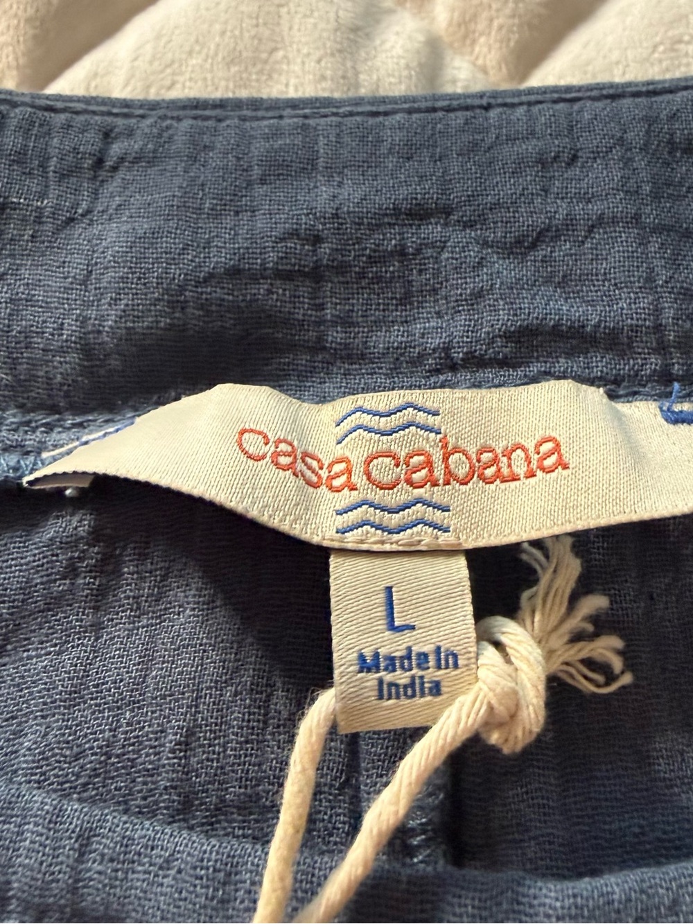 NWT Casa Cabana Blue Textured Gauze Top Blouse Size Large Beach Coastal Boho - Picture 3 of 10